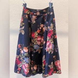 Guzella Blue Floral A-Line Skirt